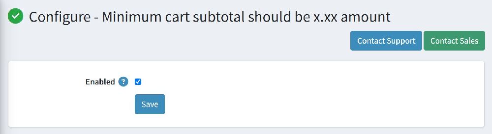 Minimum Cart Subtotal Configure Page